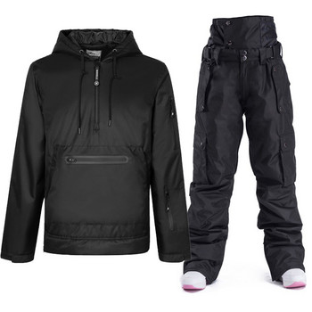 Νέο χειμωνιάτικο σετ κουκούλα για ζεστό σκι ανδρικές γυναικείες φόρμα σκι αντιανεμικό αδιάβροχο μπουφάν και παντελόνι για σκι Σνόουμπορντ Κοστούμια Unisex