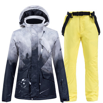 Ανδρικές γυναικείες φόρμες για σκι Σετ χειμερινά κοστούμια για σκι Ρούχα για snowboard Αδιάβροχα αντιανεμικό μπουφάν και λουράκι Snow παντελόνι Μέγεθος XXXL