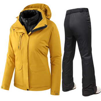 Χειμερινή στολή για σκι Γυναικεία μπουφάν και παντελόνι για σκι Super Warm Υψηλής ποιότητας αδιάβροχο ζεστό σκι και Snowboard Down Παλτό Παντελόνι χιονιού