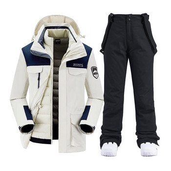 Ανδρικά κοστούμια σνόουμπορντ Νέα αντιανεμικά αδιάβροχα παντελόνια χιονιού ζεστά χοντρά και πουπουλένια ρούχα για σκι Σετ χειμερινά ανδρικά κοστούμια για σκι