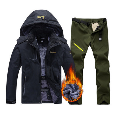 2022 m. naujas karštas slidinėjimo kostiumas vyriškas, neperšlampamas slidinėjimo snieglenčių striukės kelnių rinkinys, lauko žiemos vėjui atsparus sniego paltas, vilnos striukė + kelnės