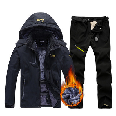 2022 m. naujas karštas slidinėjimo kostiumas vyriškas, neperšlampamas slidinėjimo snieglenčių striukės kelnių rinkinys, lauko žiemos vėjui atsparus sniego paltas, vilnos striukė + kelnės
