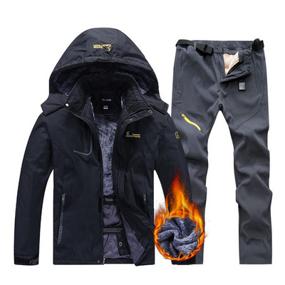 2022 m. naujas karštas slidinėjimo kostiumas vyriškas, neperšlampamas slidinėjimo snieglenčių striukės kelnių rinkinys, lauko žiemos vėjui atsparus sniego paltas, vilnos striukė + kelnės