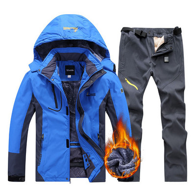 2022 m. naujas karštas slidinėjimo kostiumas vyriškas, neperšlampamas slidinėjimo snieglenčių striukės kelnių rinkinys, lauko žiemos vėjui atsparus sniego paltas, vilnos striukė + kelnės
