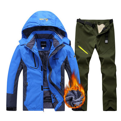 2022 m. naujas karštas slidinėjimo kostiumas vyriškas, neperšlampamas slidinėjimo snieglenčių striukės kelnių rinkinys, lauko žiemos vėjui atsparus sniego paltas, vilnos striukė + kelnės