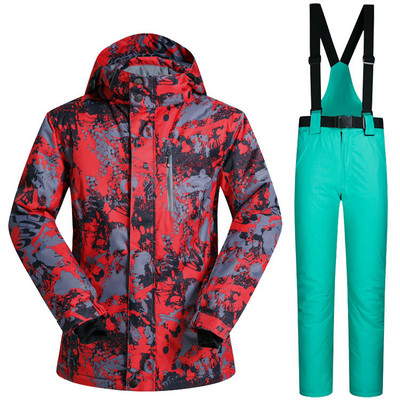 Costum de schi pentru bărbați, la modă, pentru o singură și dublă placă, pentru iarnă, în aer liber, impermeabil și rezistent la vânt, căldură îngroșată și respirabilă