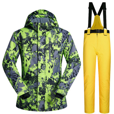 Costum de schi pentru bărbați, la modă, pentru o singură și dublă placă, pentru iarnă, în aer liber, impermeabil și rezistent la vânt, căldură îngroșată și respirabilă