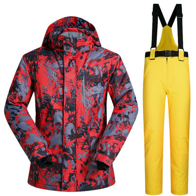 Costum de schi pentru bărbați, la modă, pentru o singură și dublă placă, pentru iarnă, în aer liber, impermeabil și rezistent la vânt, căldură îngroșată și respirabilă