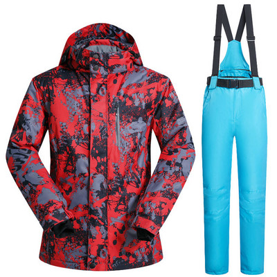 Costum de schi pentru bărbați, la modă, pentru o singură și dublă placă, pentru iarnă, în aer liber, impermeabil și rezistent la vânt, căldură îngroșată și respirabilă