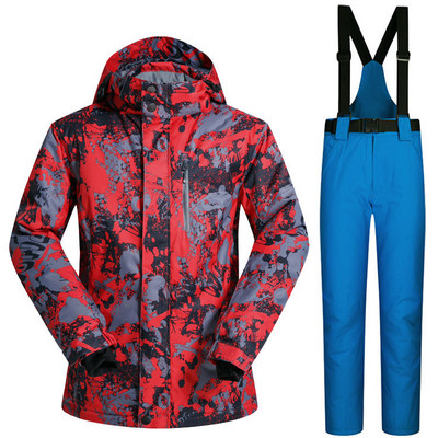 Costum de schi pentru bărbați, la modă, pentru o singură și dublă placă, pentru iarnă, în aer liber, impermeabil și rezistent la vânt, căldură îngroșată și respirabilă