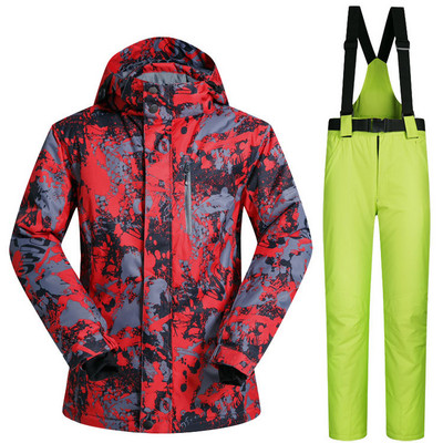 Costum de schi pentru bărbați, la modă, pentru o singură și dublă placă, pentru iarnă, în aer liber, impermeabil și rezistent la vânt, căldură îngroșată și respirabilă