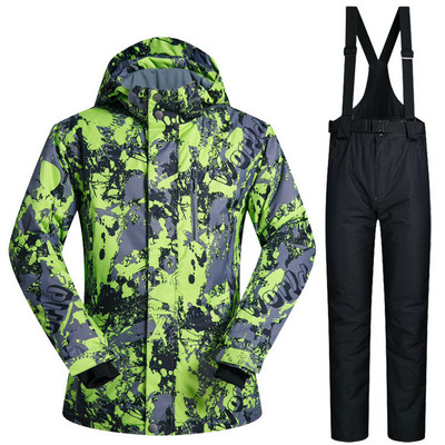 Costum de schi pentru bărbați, la modă, pentru o singură și dublă placă, pentru iarnă, în aer liber, impermeabil și rezistent la vânt, căldură îngroșată și respirabilă