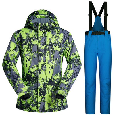 Costum de schi pentru bărbați, la modă, pentru o singură și dublă placă, pentru iarnă, în aer liber, impermeabil și rezistent la vânt, căldură îngroșată și respirabilă