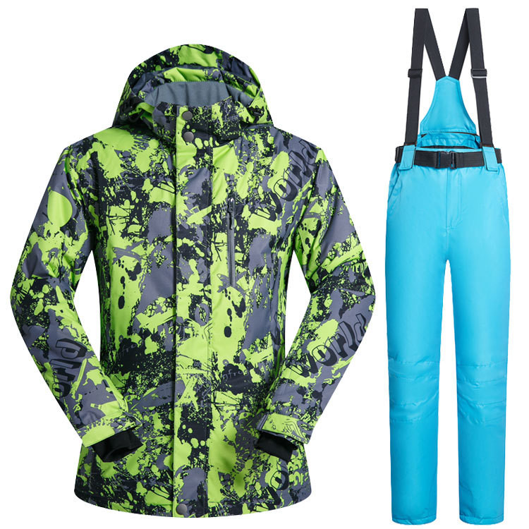 Costum de schi pentru bărbați, la modă, pentru o singură și dublă placă, pentru iarnă, în aer liber, impermeabil și rezistent la vânt, căldură îngroșată și respirabilă