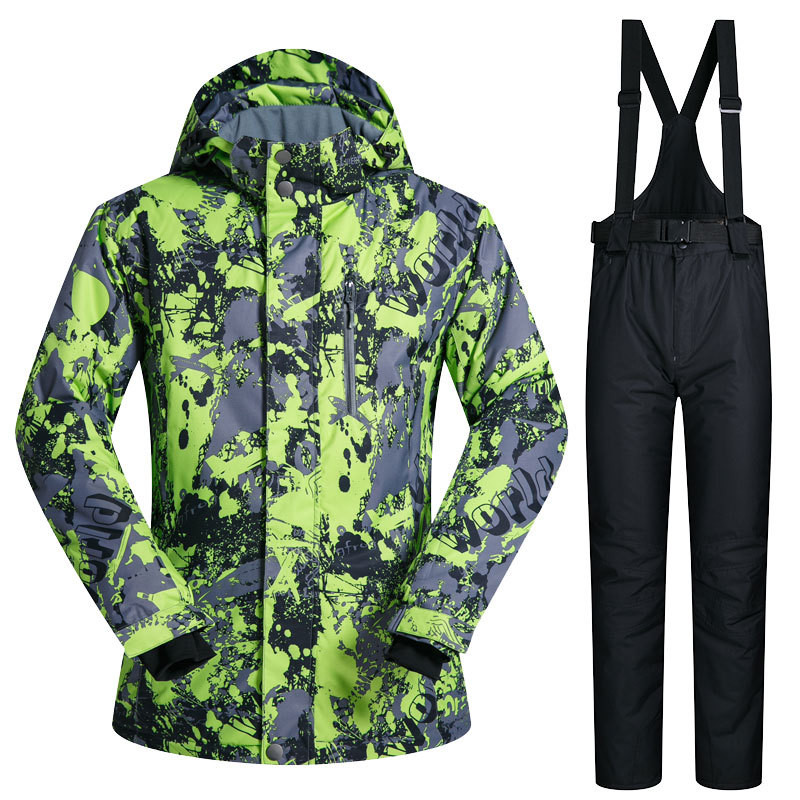 Costum de schi pentru bărbați, la modă, pentru o singură și dublă placă, pentru iarnă, în aer liber, impermeabil și rezistent la vânt, căldură îngroșată și respirabilă