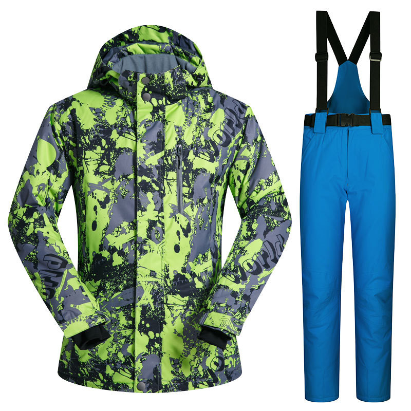 Costum de schi pentru bărbați, la modă, pentru o singură și dublă placă, pentru iarnă, în aer liber, impermeabil și rezistent la vânt, căldură îngroșată și respirabilă