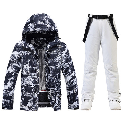 Muško zimsko super toplo skijaško odijelo Otporno na vjetar Vodootporno Snowboarding Skijaška jakna Hlače Muški snježni kostimi Kombinezoni Plus veličina 3XL