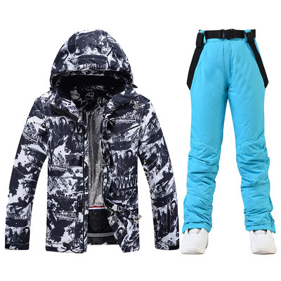 Muško zimsko super toplo skijaško odijelo Otporno na vjetar Vodootporno Snowboarding Skijaška jakna Hlače Muški snježni kostimi Kombinezoni Plus veličina 3XL