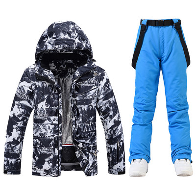 Muško zimsko super toplo skijaško odijelo Otporno na vjetar Vodootporno Snowboarding Skijaška jakna Hlače Muški snježni kostimi Kombinezoni Plus veličina 3XL