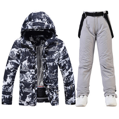 Muško zimsko super toplo skijaško odijelo Otporno na vjetar Vodootporno Snowboarding Skijaška jakna Hlače Muški snježni kostimi Kombinezoni Plus veličina 3XL