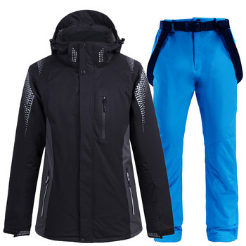 Μονόχρωμα Mountain Hoodies Γυναικεία μπουφάν και παντελόνι για σκι Υπαίθρια ζεστή αντιανεμική ανδρική στολή για σκι Snow coat Στολή Snowboarding