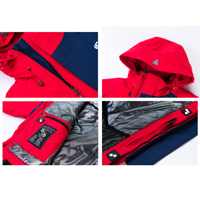 Vyriškas slidinėjimo kostiumas žiemai, šiltas, atsparus vėjui ir vandeniui atsparus gobtuvui snieglenčių striukė + kelnės Vyriškas lauko slidinėjimo sniego motociklas, kvėpuojantis sniego kostiumas