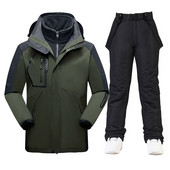 Sniego striukė Nauji vyriški sniego kostiumo rinkiniai Neperšlampami žieminiai lauko drabužiai Snieglentės drabužiai Slidinėjimo kostiumo striukės + diržinės kelnės berniukui