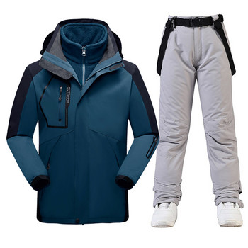 Snow Jacket Νέα Ανδρικά Σετ χιονοφόρα Αδιάβροχα Χειμερινά ρούχα Snowboard Ρούχα Snowboard Στολή για σκι Μπουφάν + λουράκι παντελόνι αγόρι
