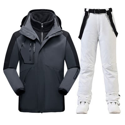 Sniego striukė Nauji vyriški sniego kostiumo rinkiniai Neperšlampami žieminiai lauko drabužiai Snieglentės drabužiai Slidinėjimo kostiumo striukės + diržinės kelnės berniukui