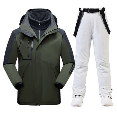 Sniego striukė Nauji vyriški sniego kostiumo rinkiniai Neperšlampami žieminiai lauko drabužiai Snieglentės drabužiai Slidinėjimo kostiumo striukės + diržinės kelnės berniukui