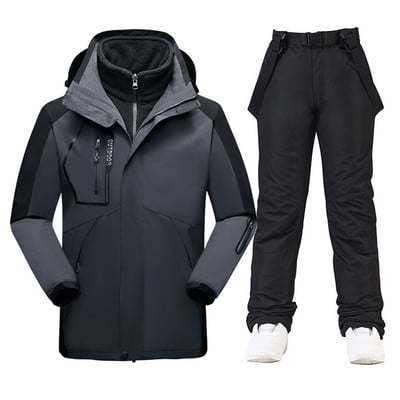 Sniego striukė Nauji vyriški sniego kostiumo rinkiniai Neperšlampami žieminiai lauko drabužiai Snieglentės drabužiai Slidinėjimo kostiumo striukės + diržinės kelnės berniukui