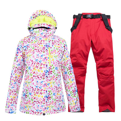 -30 pigesnių moteriškų slidinėjimo kostiumų rinkinių snieglenčių sportui drabužiai, neperšlampami vėjui atsparūs žiemos sniego kostiumai, striukės + seilinukai, kelnės, moteriškos