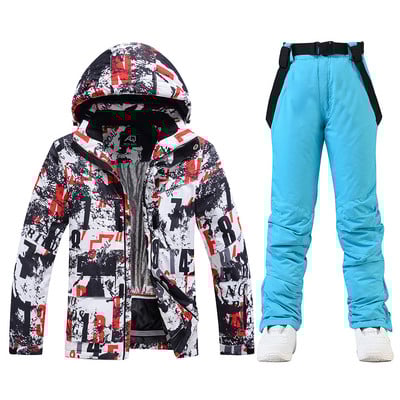 2022 m. Slidinėjimo kostiumai Vyriški žieminiai terminiai vandeniui atsparūs vėjui apdarai Sniego striukė ir kelnės Vyro slidinėjimo ir snieglenčių kostiumų prekės ženklai