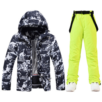 2022 m. Slidinėjimo kostiumai Vyriški žieminiai terminiai vandeniui atsparūs vėjui apdarai Sniego striukė ir kelnės Vyro slidinėjimo ir snieglenčių kostiumų prekės ženklai