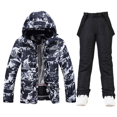 2022 m. Slidinėjimo kostiumai Vyriški žieminiai terminiai vandeniui atsparūs vėjui apdarai Sniego striukė ir kelnės Vyro slidinėjimo ir snieglenčių kostiumų prekės ženklai