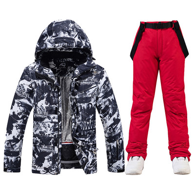 2022 m. Slidinėjimo kostiumai Vyriški žieminiai terminiai vandeniui atsparūs vėjui apdarai Sniego striukė ir kelnės Vyro slidinėjimo ir snieglenčių kostiumų prekės ženklai