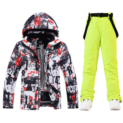 2022 m. Slidinėjimo kostiumai Vyriški žieminiai terminiai vandeniui atsparūs vėjui apdarai Sniego striukė ir kelnės Vyro slidinėjimo ir snieglenčių kostiumų prekės ženklai