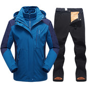 Vyriškas slidinėjimo kostiumas, 2021 m. naujas lauko šiltas, vandeniui nepralaidus, kvėpuojantis vyriškas žieminės snieglenčių vilnos striukės ir kelnių sniego kostiumo rinkinys