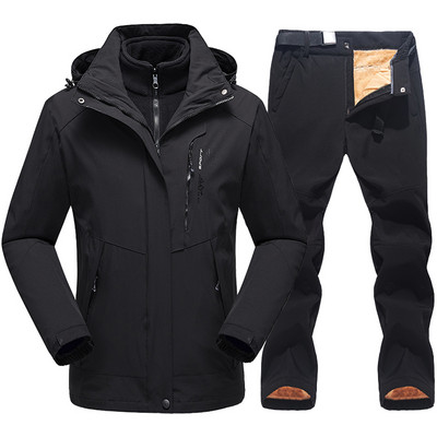 Vyriškas slidinėjimo kostiumas, 2021 m. naujas lauko šiltas, vandeniui nepralaidus, kvėpuojantis vyriškas žieminės snieglenčių vilnos striukės ir kelnių sniego kostiumo rinkinys