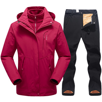 Vyriškas slidinėjimo kostiumas, 2021 m. naujas lauko šiltas, vandeniui nepralaidus, kvėpuojantis vyriškas žieminės snieglenčių vilnos striukės ir kelnių sniego kostiumo rinkinys