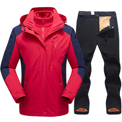 Vyriškas slidinėjimo kostiumas, 2021 m. naujas lauko šiltas, vandeniui nepralaidus, kvėpuojantis vyriškas žieminės snieglenčių vilnos striukės ir kelnių sniego kostiumo rinkinys