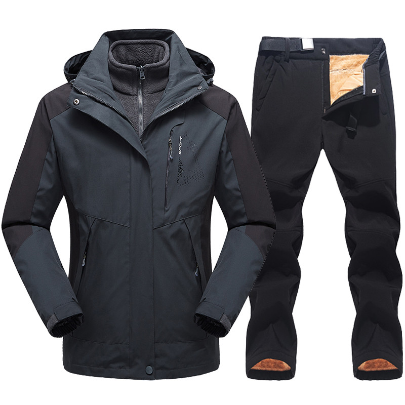 Vyriškas slidinėjimo kostiumas, 2021 m. naujas lauko šiltas, vandeniui nepralaidus, kvėpuojantis vyriškas žieminės snieglenčių vilnos striukės ir kelnių sniego kostiumo rinkinys