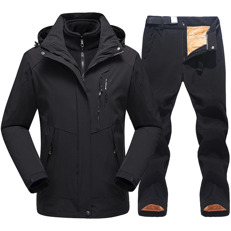 Vyriškas slidinėjimo kostiumas, 2021 m. naujas lauko šiltas, vandeniui nepralaidus, kvėpuojantis vyriškas žieminės snieglenčių vilnos striukės ir kelnių sniego kostiumo rinkinys