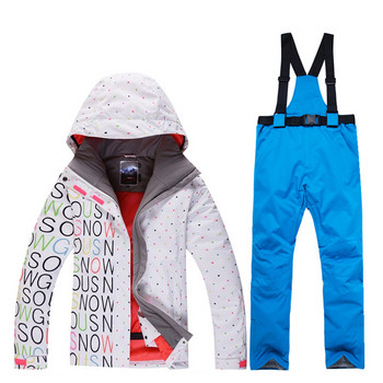 Υψηλής ποιότητας Winter Ski Wear Γυναικεία Εξωτερική Αντιανεμική Αδιάβροχη Αδιάβροχη στη φθορά μπουφάν για χιόνι + Ζεστό παντελόνι σκι