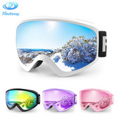 findway Vaikiški slidinėjimo akiniai OTG Design Anti-Fog UV400 Protection žieminiai snieglenčių akiniai 8-14 metų berniukams mergaitėms vaikams jaunimui