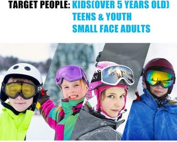 findway Детски ски очила OTG Design Anti-Fog UV400 Protection зимни очила за сноуборд за възраст 8-14 години Момчета Момичета Деца Младежи