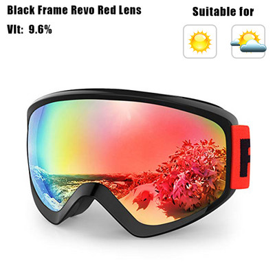 findway Vaikiški slidinėjimo akiniai OTG Design Anti-Fog UV400 Protection žieminiai snieglenčių akiniai 8-14 metų berniukams mergaitėms vaikams jaunimui