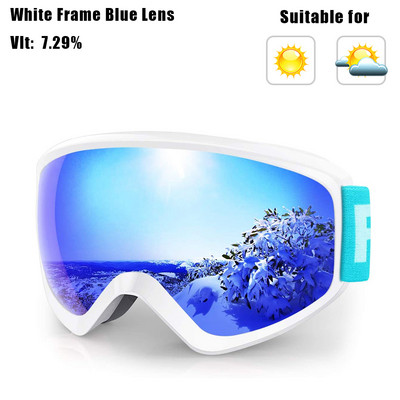 findway Vaikiški slidinėjimo akiniai OTG Design Anti-Fog UV400 Protection žieminiai snieglenčių akiniai 8-14 metų berniukams mergaitėms vaikams jaunimui