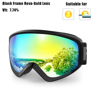 findway Vaikiški slidinėjimo akiniai OTG Design Anti-Fog UV400 Protection žieminiai snieglenčių akiniai 8-14 metų berniukams mergaitėms vaikams jaunimui