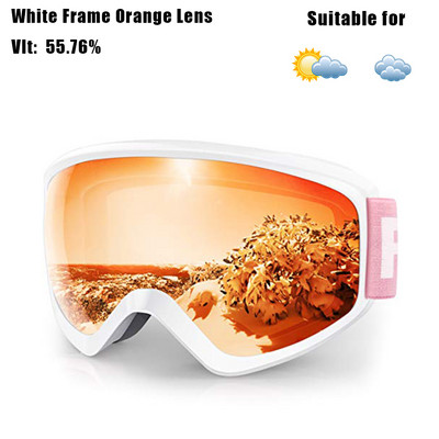 findway Vaikiški slidinėjimo akiniai OTG Design Anti-Fog UV400 Protection žieminiai snieglenčių akiniai 8-14 metų berniukams mergaitėms vaikams jaunimui